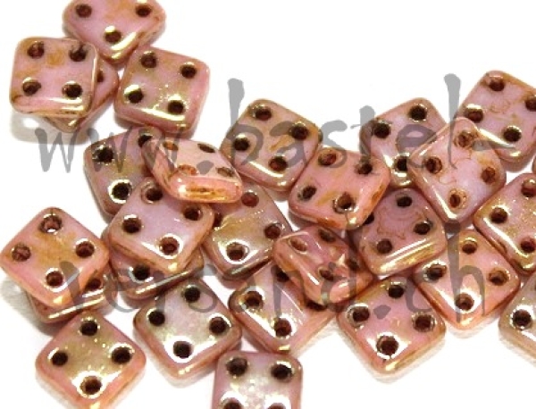 CzechMates QuadraTile 6mm Luster-Opaque rose/gold topaz