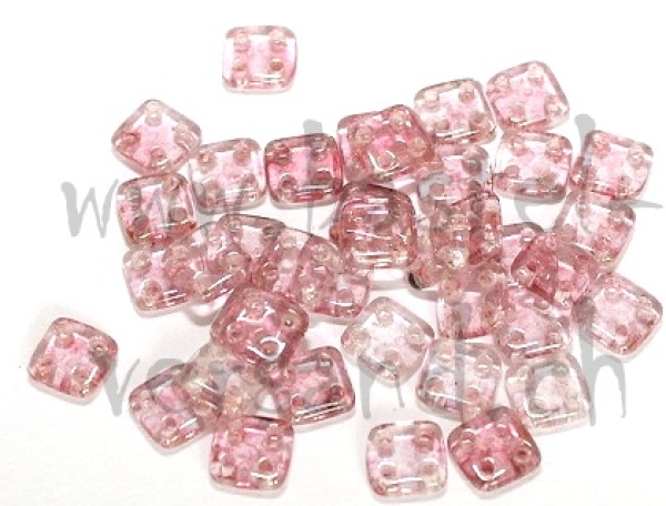 CzechMates QuadraTile 6mm Luster-Transparent topaz/pink