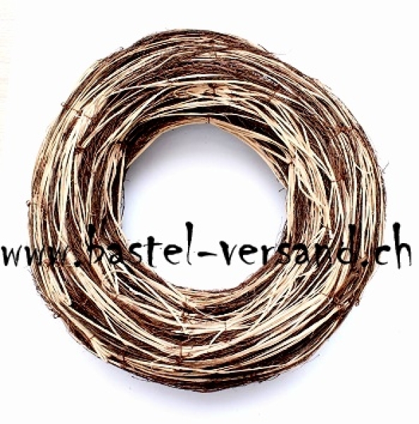 Rattan-Kranz braun / beige 34cm