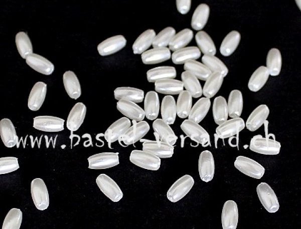 Wachsperle Reiskorn (Olive) 6 x 3mm weiss