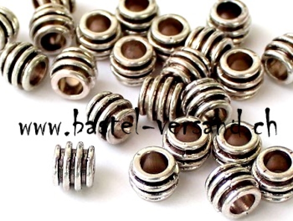 Metallperle 8mm Rille silberfarbig