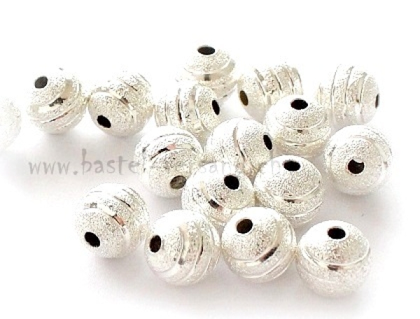 Metallperlen 8mm silberfarbig "Rille"