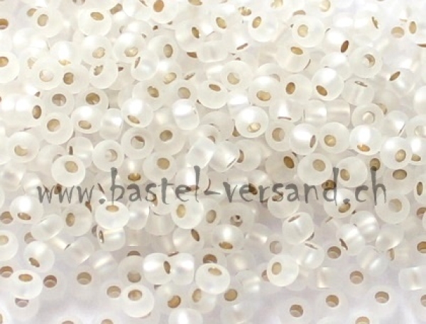 Rocailles-Perlen 9/0 gefrostet silbereinzug weiss 4050