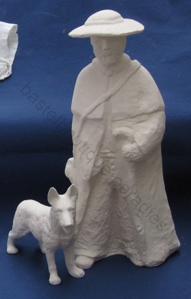 Rohkeramik Schäfer mit Hund