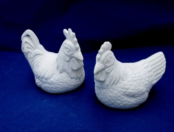 Rohkeramik Hahn und Henne