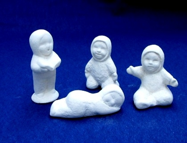 Rohkeramik Schneebabys 2,5 - 4cm (4Stk.)