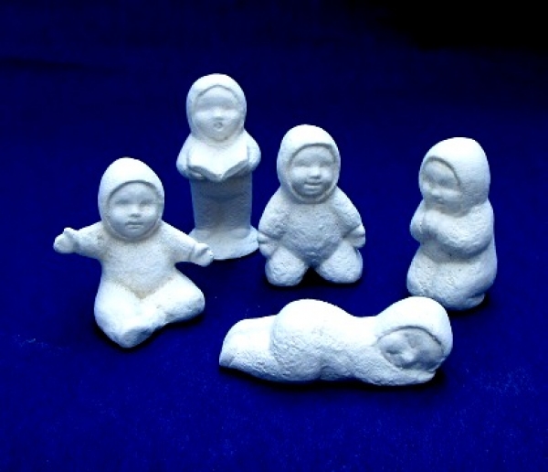 Rohkeramik Schneebabys 2,5 - 4cm (5Stk.)