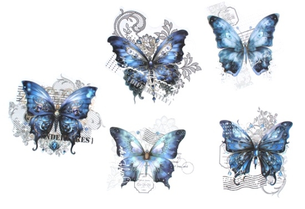 Selbstklebe Schmetterlinge blau (10Stk.)