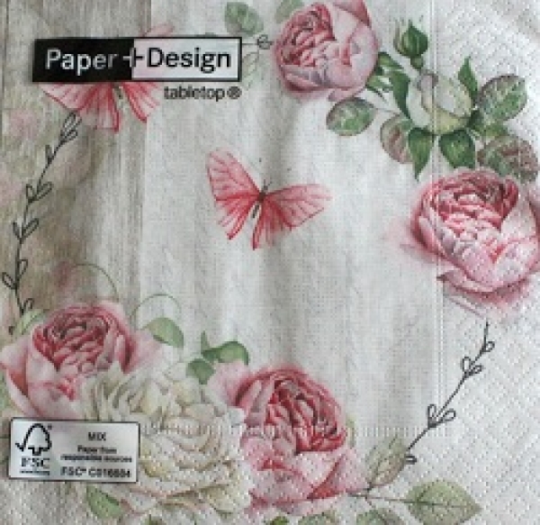 Serviette roundel of roses