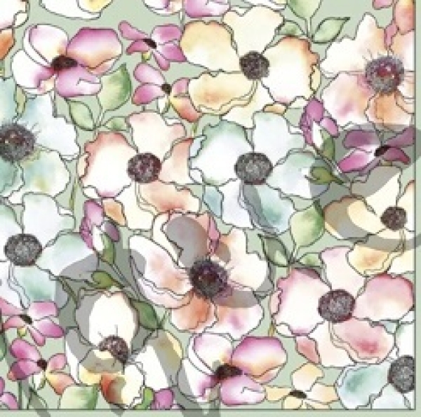 Serviette watercolour flowers meadow