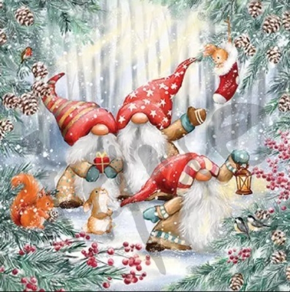 Serviette gnomes snowy forest