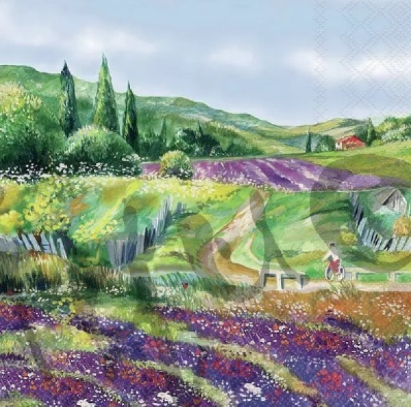 Serviette lavender landscape