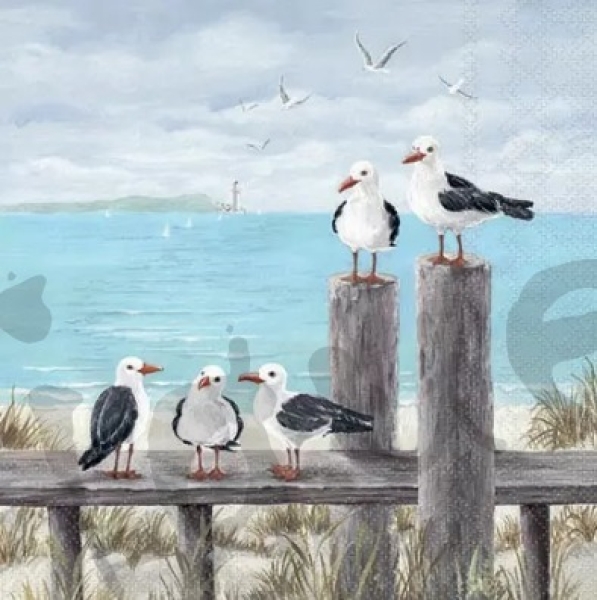 Serviette seagulls on the dock