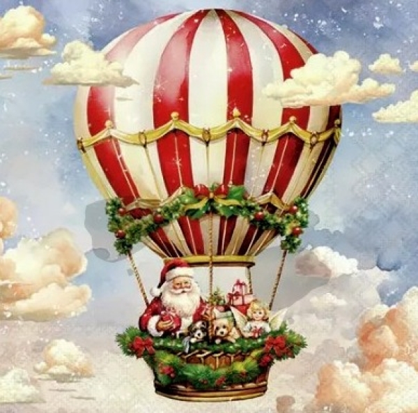 Serviette santa's air balloon