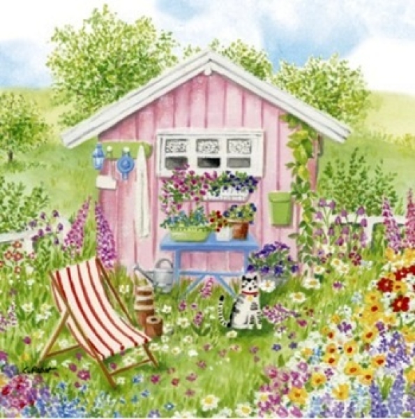 Serviette maison rose