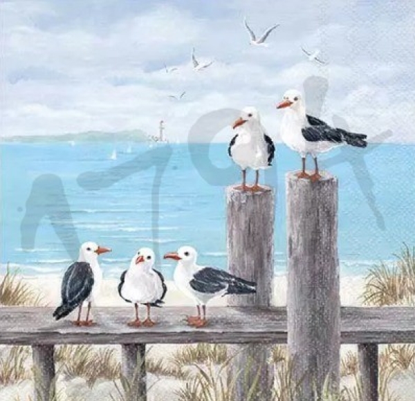 Serviette seagulls on the dock