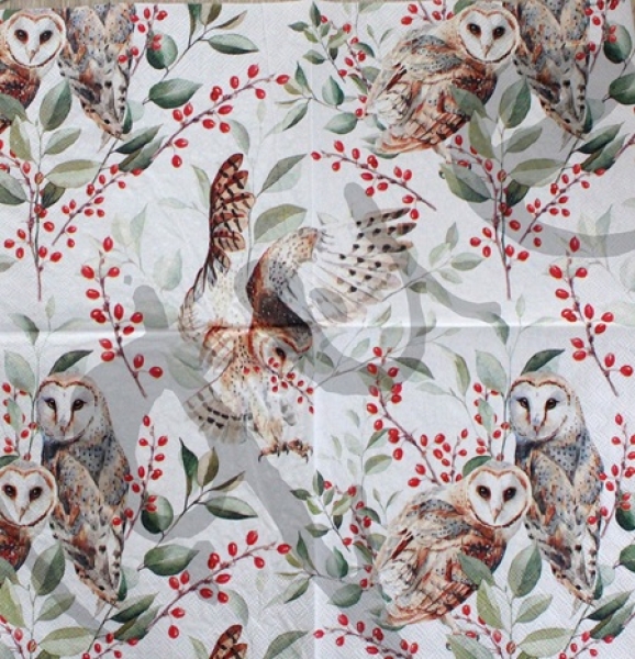 Serviette barn owl couple