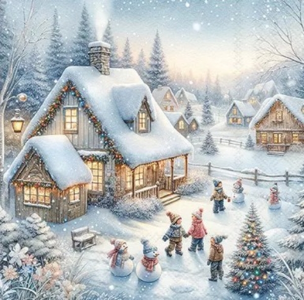 Serviette winter in backyard