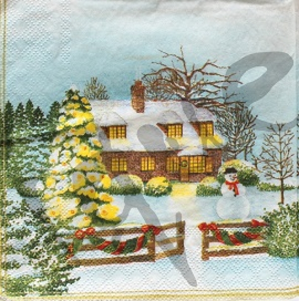 Serviette christmas cottage