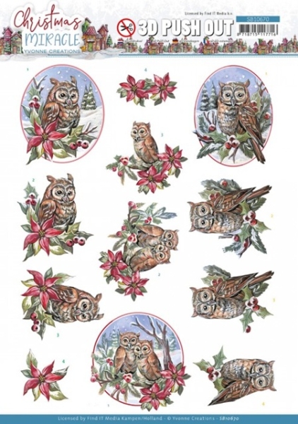 3D Stanzbogen Eule im Winterwald