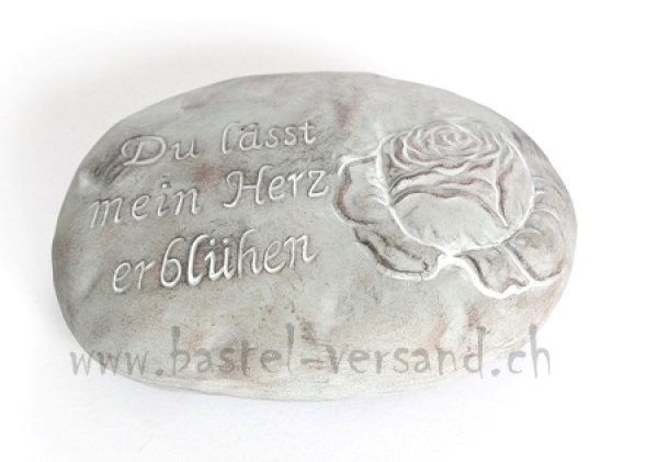 Keramik Stein grau "Du lässt mein Herz erblühen"