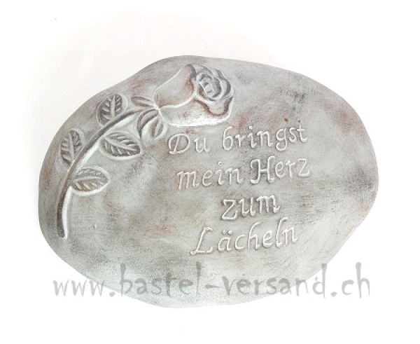 Keramik Stein grau "Du bringst mein Herz zum lächeln"