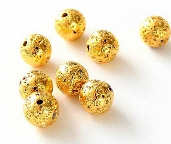 Steinperle ca. 8mm goldfarbig