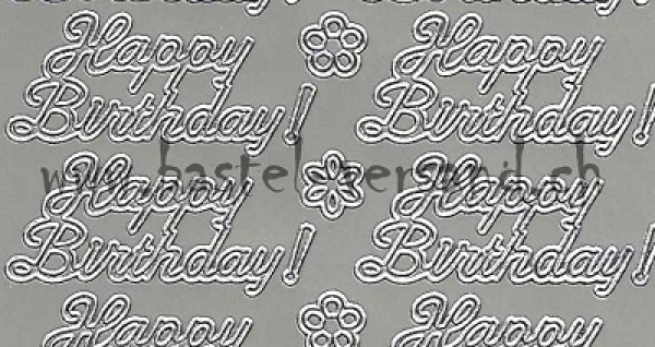 Sticker Happy Birthday (300) silber