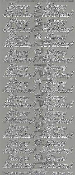 Sticker Happy Birthday (300) silber