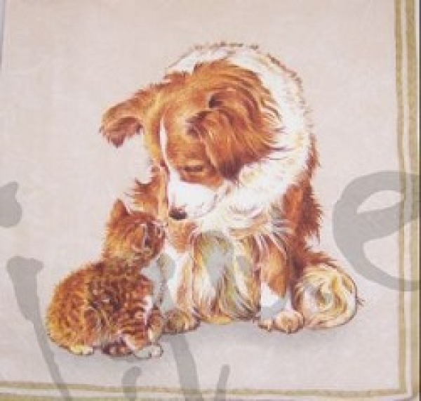 Serviette hund und kätzchen
