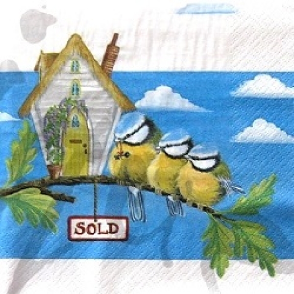 Serviette 3 meisli auf ast