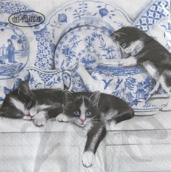 Serviette 3 kätzchen