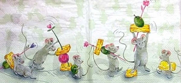Serviette mäuse mit käse (grün)