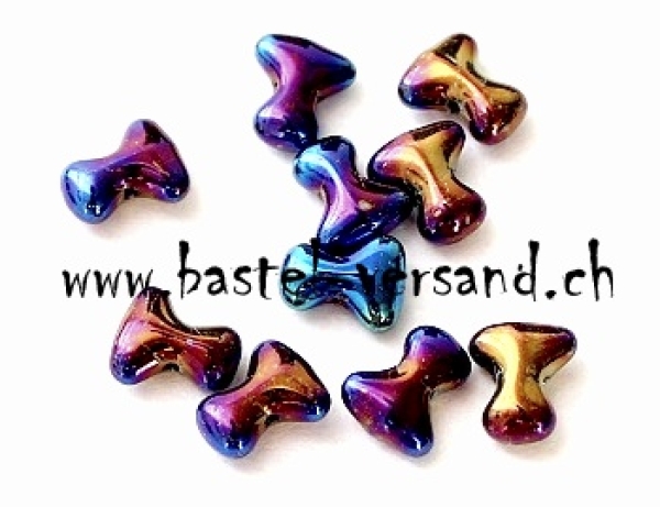Tee Perle 8 x 3mm blau irisierend