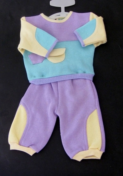 Puppen Trainingsanzug lila/grün für 45 - 50cm Puppe