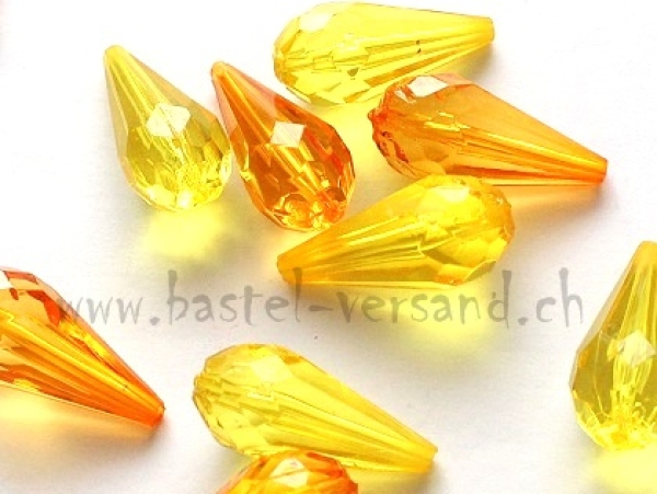Facettenperle Tropfen 25mm gelb / orange (10Stk)