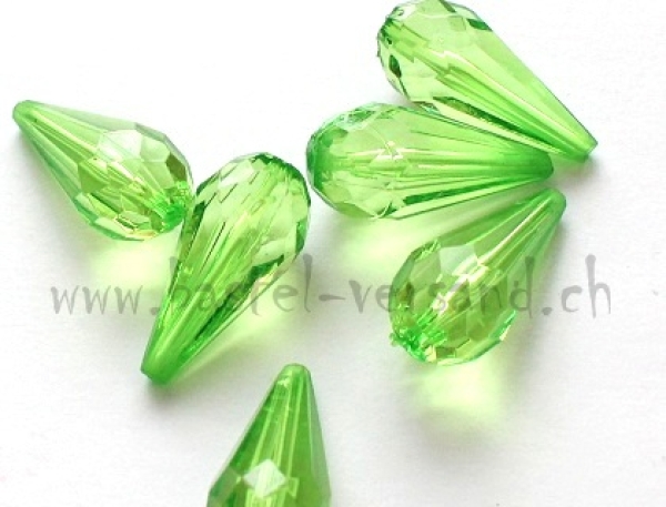 Facettenperle Tropfen 25mm grün