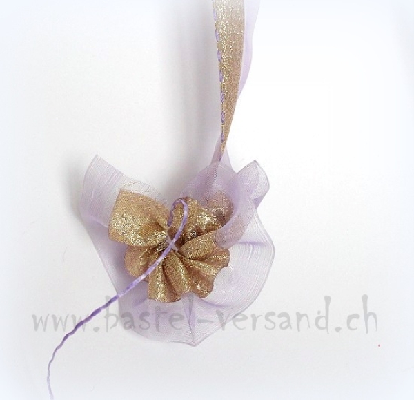 Tüll Ziehband 4,5cm lila mit gold