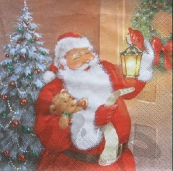 Serviette Santa mit Laterne