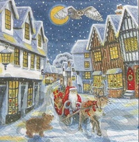 Serviette weihnachtsmann in der stadt