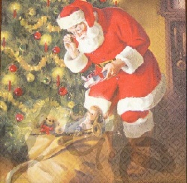 Serviette weihnachtsmann bringt geschenke (2Stk.)