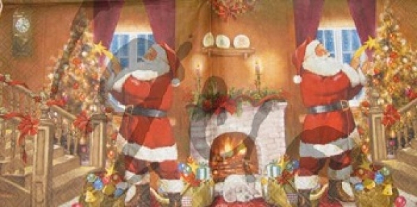 Serviette weihnachtsmann bringt geschenke