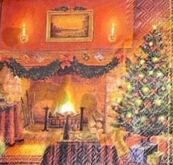 Serviette vor dem kamin