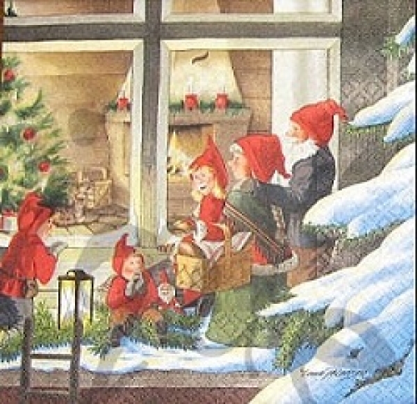 Serviette zwergenkinder am fenster (2Stk.)