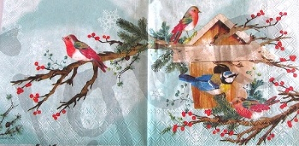 Serviette x-mas bird house