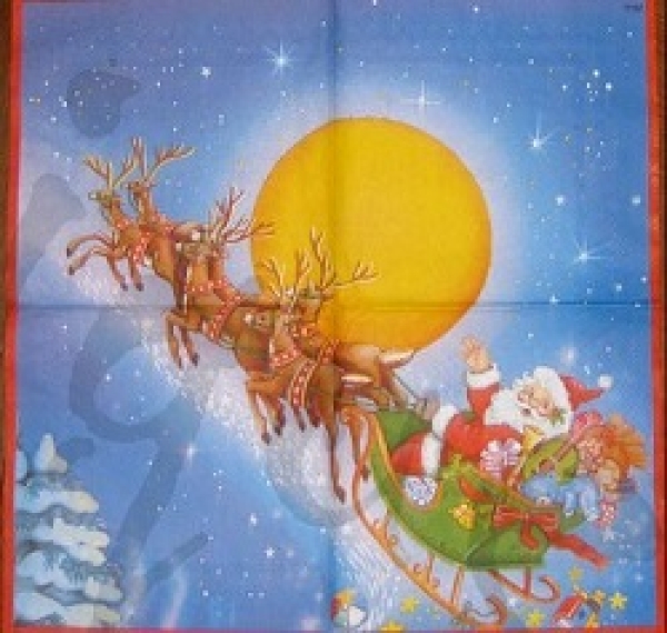 Serviette schlittenfahrt mit santa