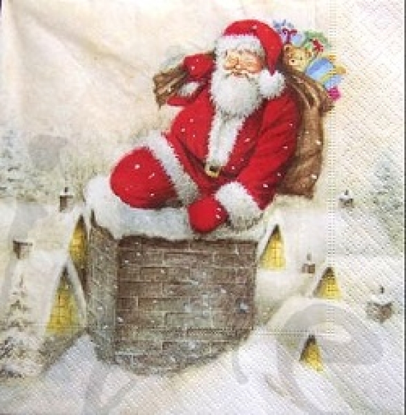 Serviette santa steigt in den kamin