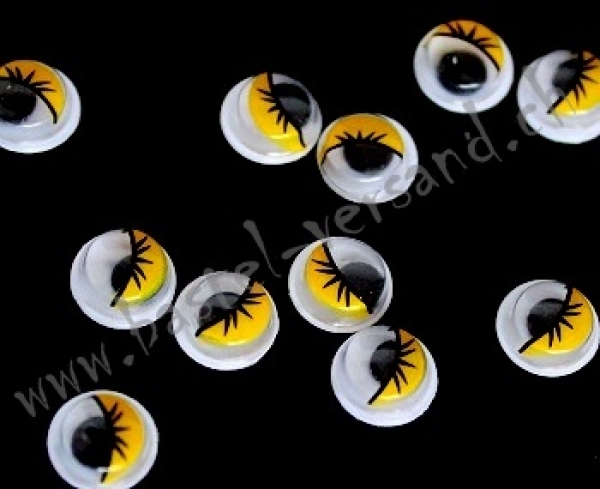 Wackelaugen mit Wimpern 7mm gelb (Stk.)