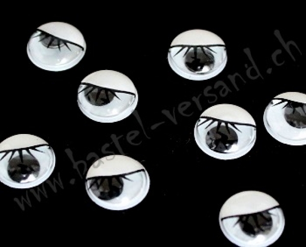 Wackelaugen mit Wimpern 7mm weiss (Stk.)