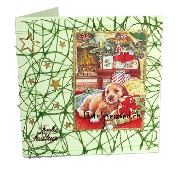 Weihnachtskarte Welpe "Frohe Festtage"